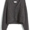 Women's V-Neck Button Knitted Cardigan Solid Basic Casual Loose Long Sleeve Cardigan Sweater