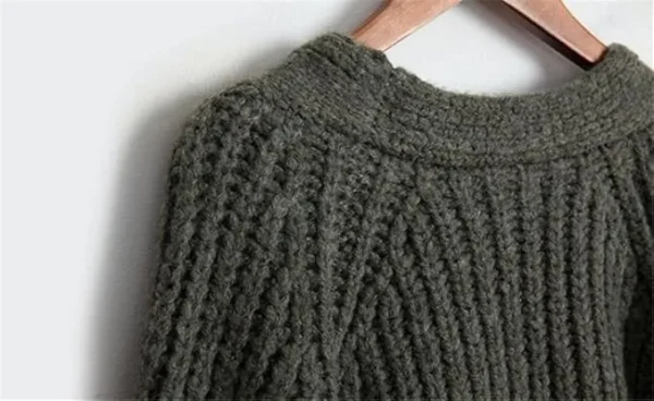 Women's V-Neck Button Knitted Cardigan Solid Basic Casual Loose Long Sleeve Cardigan Sweater