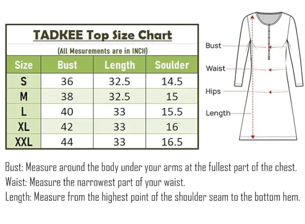 TADKEE Women's Solid Regular Fit Tunic Top | Kurti for Women