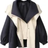 Dbdkejj Spring And Autumn Women's Mid-Length Trench Coat Hoodedjacket