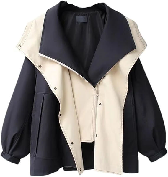 Dbdkejj Spring And Autumn Women's Mid-Length Trench Coat Hoodedjacket