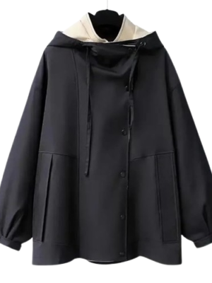 Dbdkejj Spring And Autumn Women's Mid-Length Trench Coat Hoodedjacket
