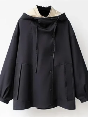 Dbdkejj Spring And Autumn Women's Mid-Length Trench Coat Hoodedjacket