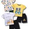 Toonyport Boys Summer 3 Packs Of T-shirts and Shorts Combo Set (Multicolors)