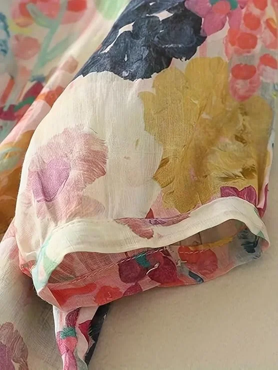 111111 Women’s Casual Button-Down Shirt with Multicolor Floral Print & Half Sleeves, Collar Neck