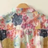 1111111 Women’s Casual Button-Down Shirt with Multicolor Floral Print & Half Sleeves, Collar Neck