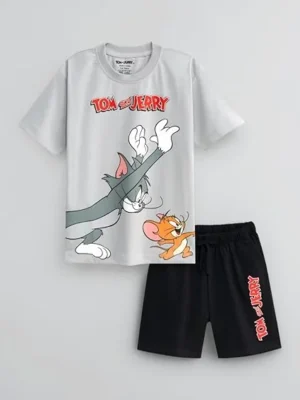 k11 Cotton Official Tom & Jerry Co ord Set for Boys & Girls, T Shirt and Shorts for Casual Wear
