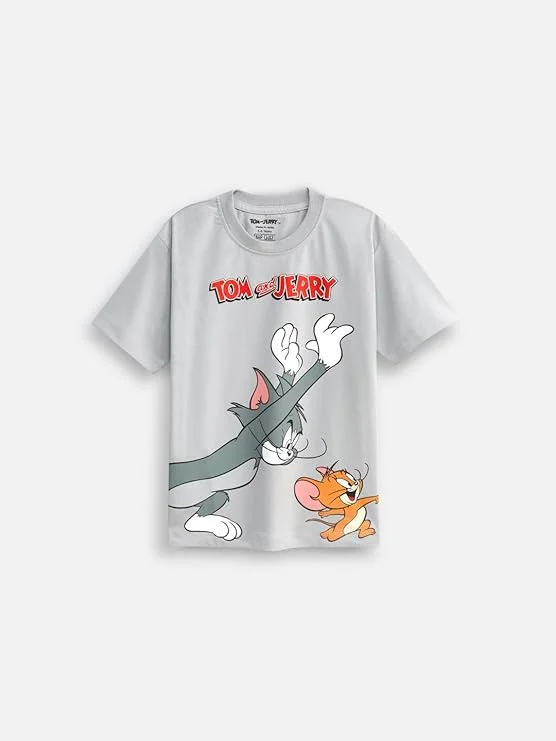 Cotton Official Tom & Jerry Co ord Set for Boys & Girls, T Shirt and Shorts for Casual Wear